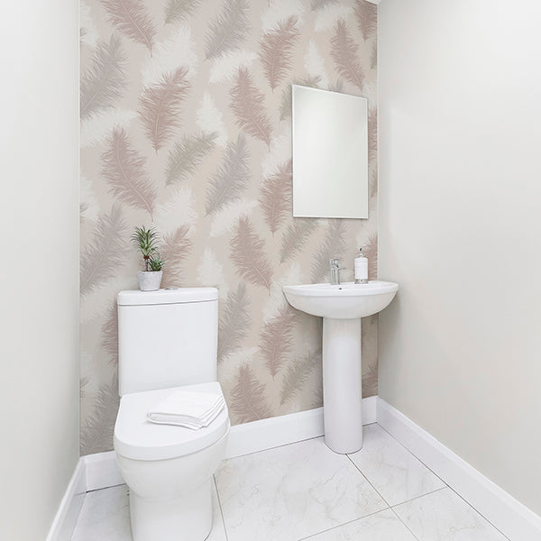 Purchase AH901706 Brewster Wallpaper, Sussurro Pink Feathers - Arthouse1