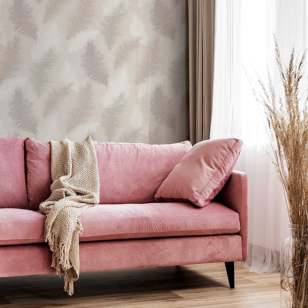 Purchase AH901706 Brewster Wallpaper, Sussurro Pink Feathers - Arthouse12