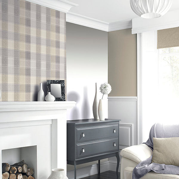 Purchase AH901902 Brewster Wallpaper, Geraldine Grey Plaid - Arthouse12