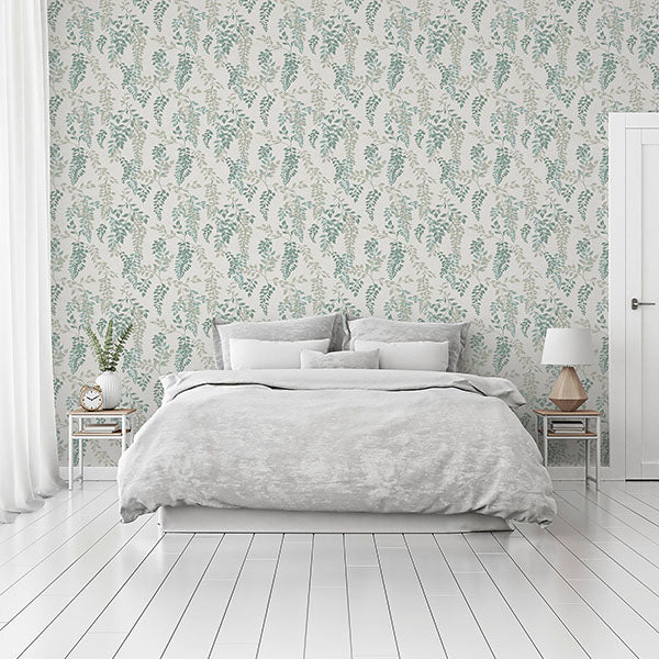 Purchase AH907005 Brewster Wallpaper, Manami Green Wisteria - Arthouse1