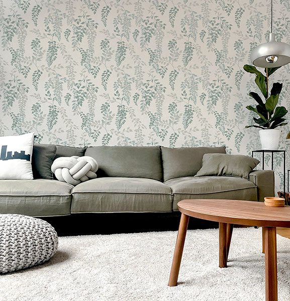 Purchase AH907005 Brewster Wallpaper, Manami Green Wisteria - Arthouse12