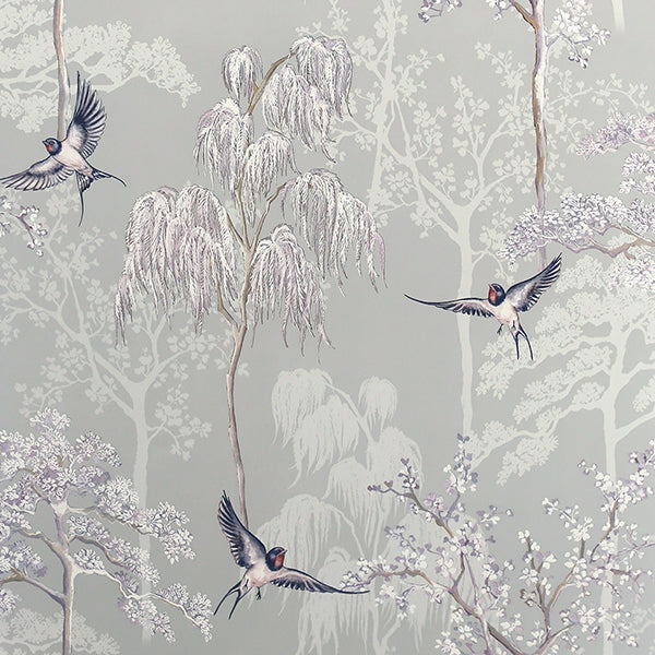 Purchase AH908105 Brewster Wallpaper, Asuka Grey Sparrow Forest - Arthouse