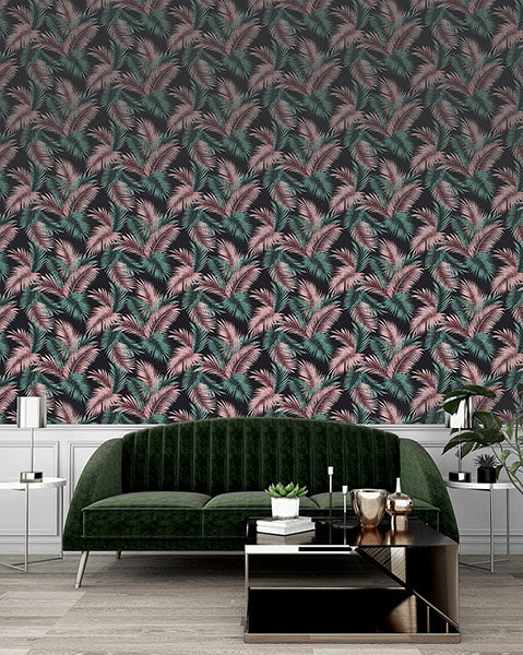 Purchase AH908308 Brewster Wallpaper, Eliza Sea Green Palm Fronds - Arthouse1