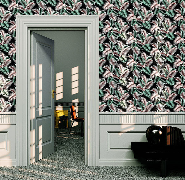 Purchase AH908308 Brewster Wallpaper, Eliza Sea Green Palm Fronds - Arthouse12