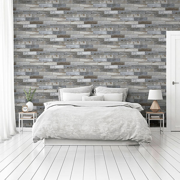 Purchase AH908908 Brewster Wallpaper, Wallace Grey Wood Tile - Arthouse1