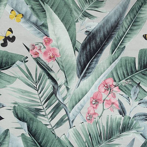 Purchase AH909404 Brewster Wallpaper, Miriam Grey Tropical - Arthouse