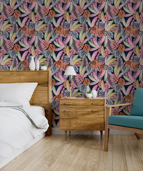 Purchase AH909409 Brewster Wallpaper, Vivette Multicolor Hot Tropic - Arthouse1