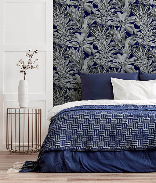 Purchase AH909501 Brewster Wallpaper, Alice Navy Greenhouse - Arthouse12