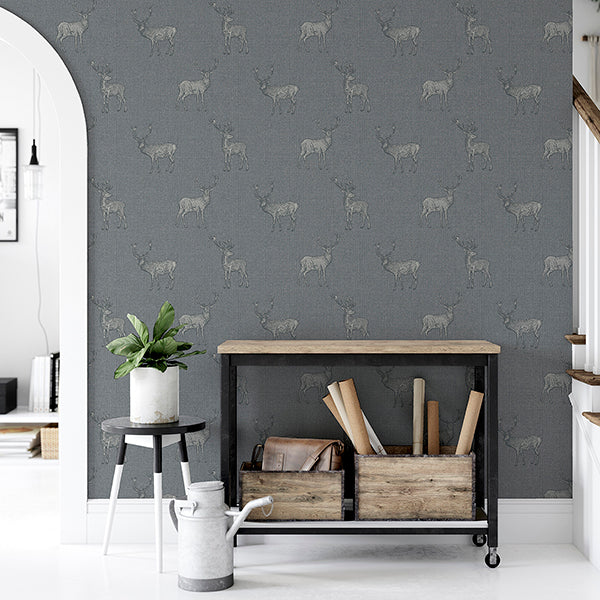 Purchase AH909608 Brewster Wallpaper, Hank Grey Stag - Arthouse12
