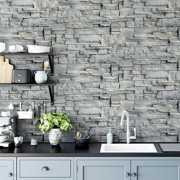 Purchase AH909704 Brewster Wallpaper, Cornell Grey Slate Wall - Arthouse12