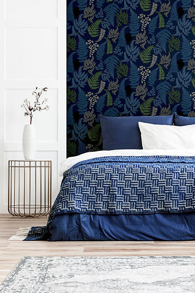 Purchase AH909800 Brewster Wallpaper, Jerome Blue Botanical - Arthouse1