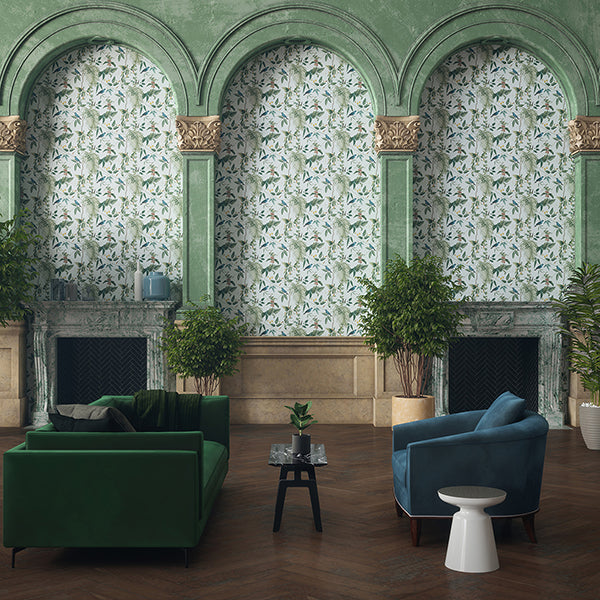 Purchase AH921609 Brewster Wallpaper, Nanette Light Blue Tropical Garden - Arthouse12