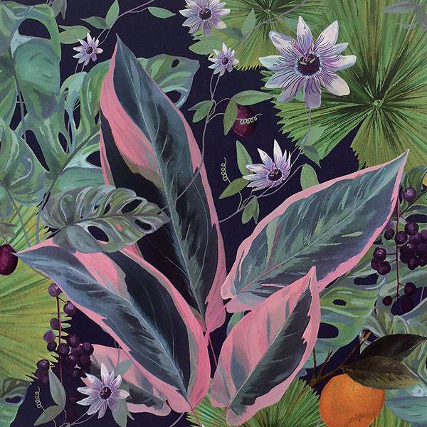 Purchase AH921703 Brewster Wallpaper, Etta Navy Tropical - Arthouse