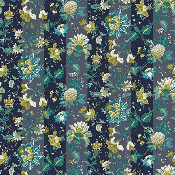 Purchase AH922801 Brewster Wallpaper, Cornelia Navy Floral Stripe - Arthouse