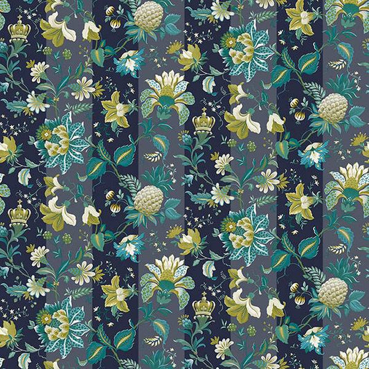 Purchase AH922801 Brewster Wallpaper, Cornelia Navy Floral Stripe - Arthouse