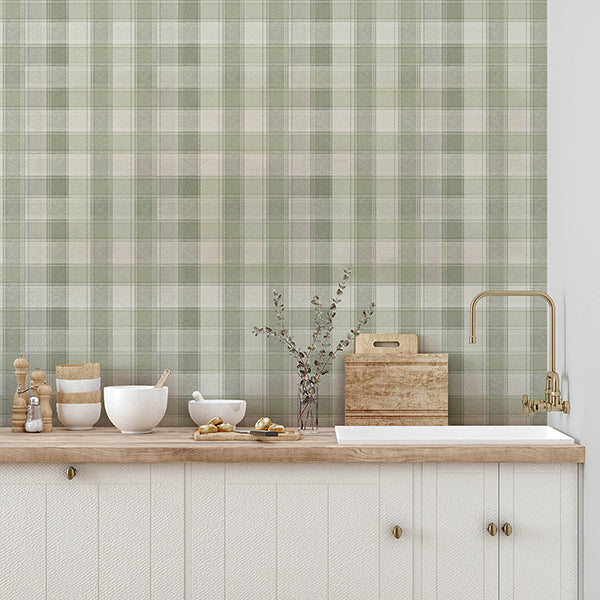 Purchase AH922806 Brewster Wallpaper, Rita Green Country Check - Arthouse1