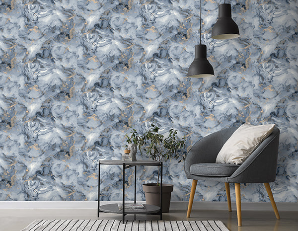 Purchase AH923000 Brewster Wallpaper, Merrick Navy Marble - Arthouse1
