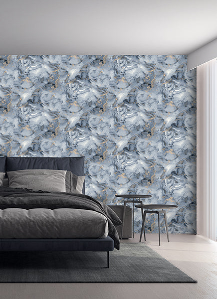 Purchase AH923000 Brewster Wallpaper, Merrick Navy Marble - Arthouse12