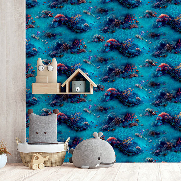 Purchase AH923808 Brewster Wallpaper, Orlena Blue Under The Sea - Arthouse12
