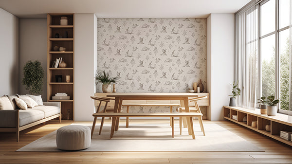 Purchase AH924409 Brewster Wallpaper, Clawford Beige Meadow Friends - Arthouse1