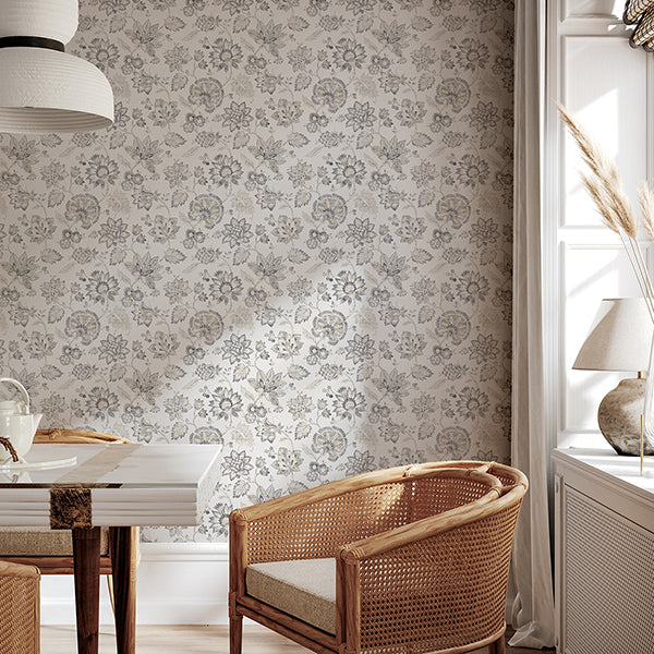 Purchase AH924707 Brewster Wallpaper, Prudie Denim Jacobean Trail - Arthouse1