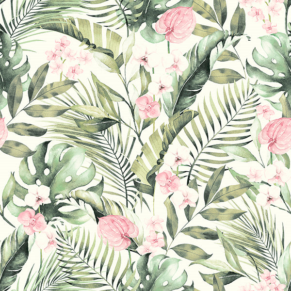 Purchase AH924906 Brewster Wallpaper, Harrietta Green Tropical Floral - Arthouse