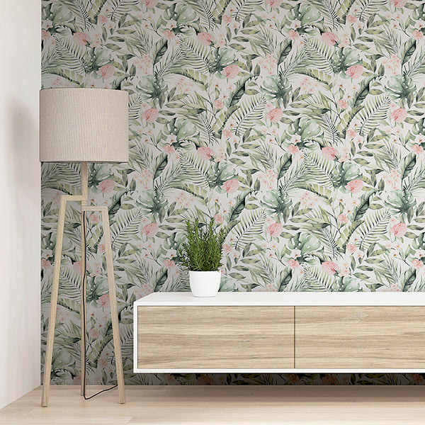 Purchase AH924906 Brewster Wallpaper, Harrietta Green Tropical Floral - Arthouse12