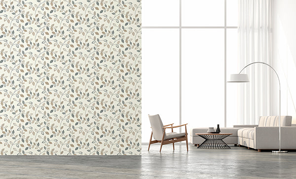 Purchase AH925405 Brewster Wallpaper, Sylvie Neutral Leaf Trail - Arthouse1