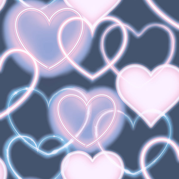 Purchase AH925605 Brewster Wallpaper, Effie Navy Neon Heart - Arthouse