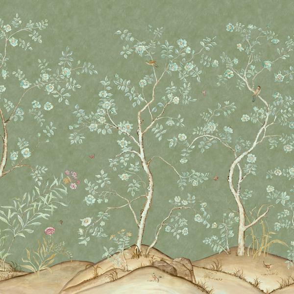 Sample - Amw10082.3.0 | Songbird, Green Trees - Kravet Couture Wallpaper