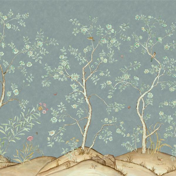 Sample - Amw10082.5.0 | Songbird, Blue Trees - Kravet Couture Wallpaper