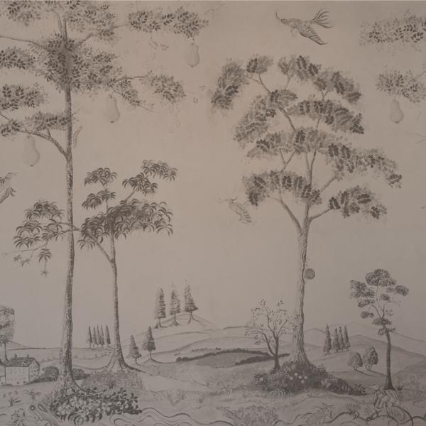 Sample - Amw10085.11.0 | Mythical Land, Brown Toile - Kravet Couture Wallpaper