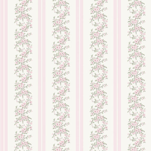 Purchase AST4649 A-Street Wallpaper, Marigold Wreath Pastel Peach Floral Stripe - LoveShackFancy