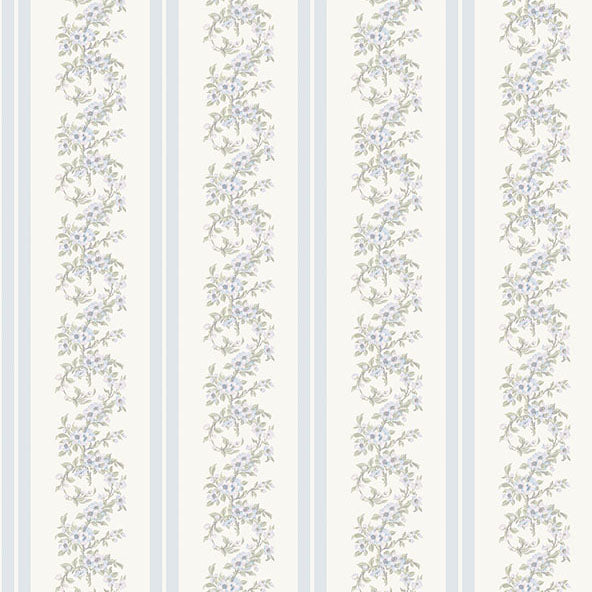 Purchase AST4650 A-Street Wallpaper, Marigold Wreath Baby Blue Rush Floral Stripe - LoveShackFancy