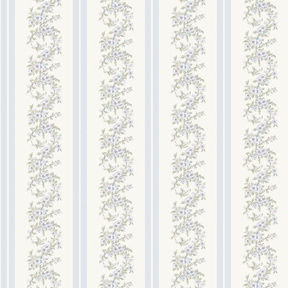 Purchase AST4650 A-Street Wallpaper, Marigold Wreath Baby Blue Rush Floral Stripe - LoveShackFancy