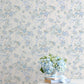 Purchase AST4654 A-Street Wallpaper, Cabbage Rose Bow Dusty River Blue Ribbons & Roses - LoveShackFancy1