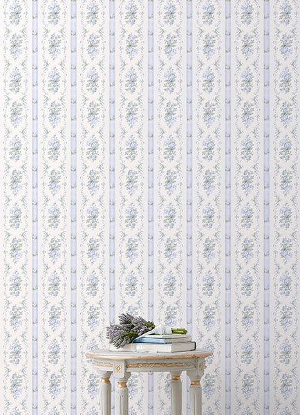 Purchase AST6087 A-Street Wallpaper, Dreamy Days Sweet Blue Stripe & Floral - LoveShackFancy12