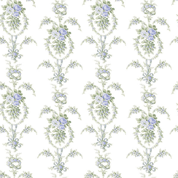 Purchase AST6089 A-Street Wallpaper, Rose Cheeks Blye Elysees Floral Cluster - LoveShackFancy