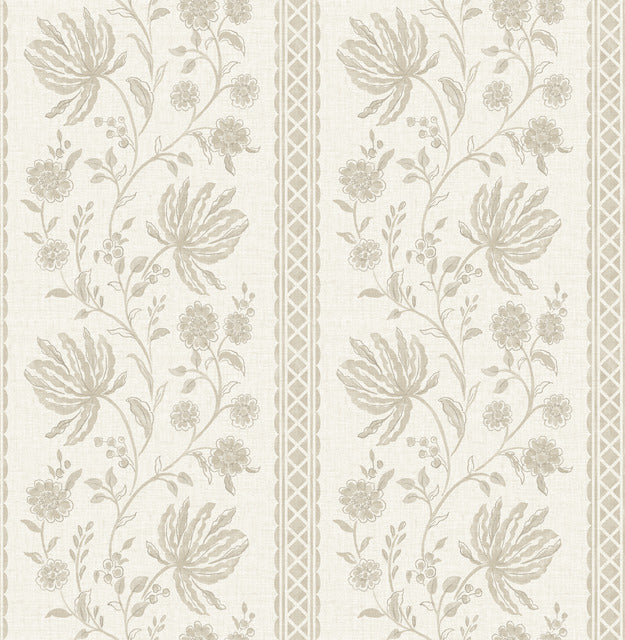 Purchase AST6350 A-Street Wallpaper, Edgemoor Taupe Jacobean Stripe - Erin Gates