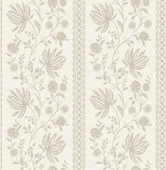 Purchase AST6350 A-Street Wallpaper, Edgemoor Taupe Jacobean Stripe - Erin Gates