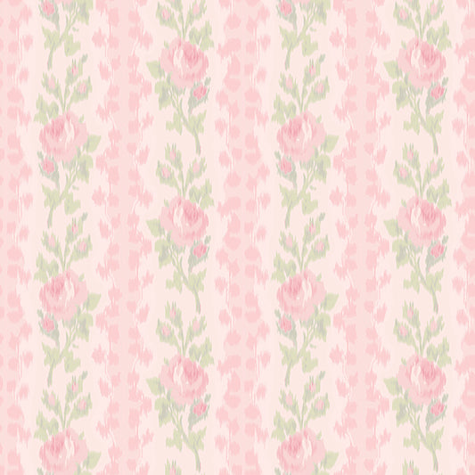 Purchase AST6493 A-Street Wallpaper, Blooming Heirloom Strawberry Macaron Rose Stripe - LoveShackFancy
