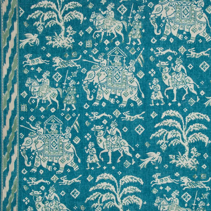 Sample 8015175-133 Aralam Print Teal/Green Animal/Insect Brunschwig and Fils Fabric