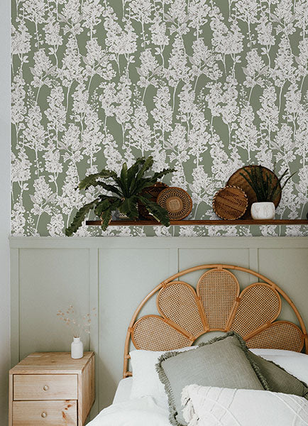 Purchase BDS6072 NuWallpaper Wallpaper, Sage Larkspur Peel & Stick - By Dylan M NuWallpaper1