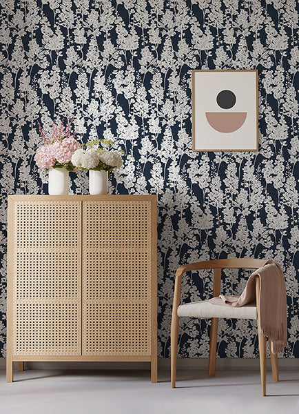 Purchase BDS6074 NuWallpaper Wallpaper, Navy Larkspur Peel & Stick - By Dylan M NuWallpaper12