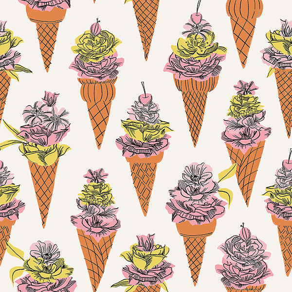 Purchase BDS6076 NuWallpaper Wallpaper, Orange Floral Ice Cream Peel & Stick - By Dylan M NuWallpaper