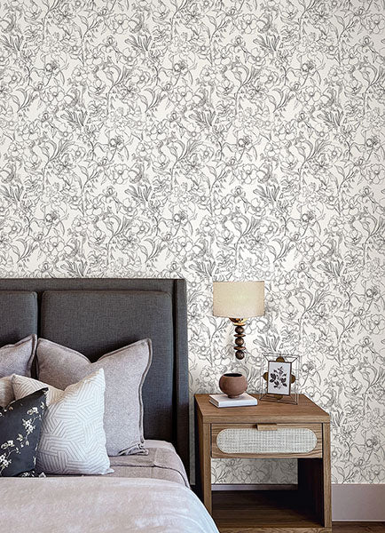 Purchase BDS6082 NuWallpaper Wallpaper, Grey May Bloom Peel & Stick - By Dylan M NuWallpaper12