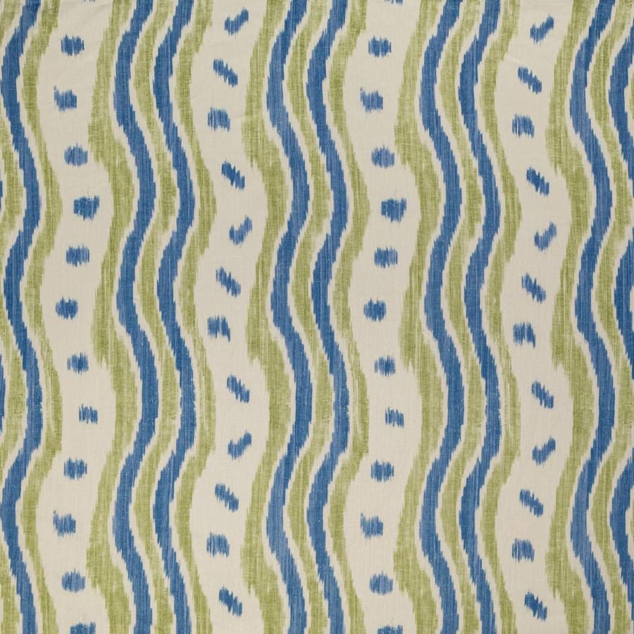 Sample BFC-3687.523.0 Ikat Stripe, Blue Lime by Lee Jofa Fabric