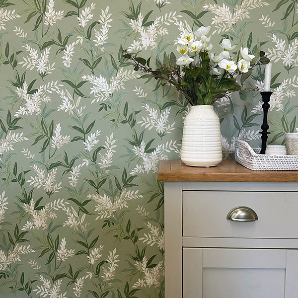 Purchase BG5907 Brewster Wallpaper, Olivia Sage Floral - Belgravia Decor1