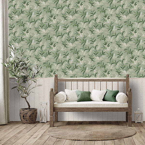 Purchase BG5907 Brewster Wallpaper, Olivia Sage Floral - Belgravia Decor12