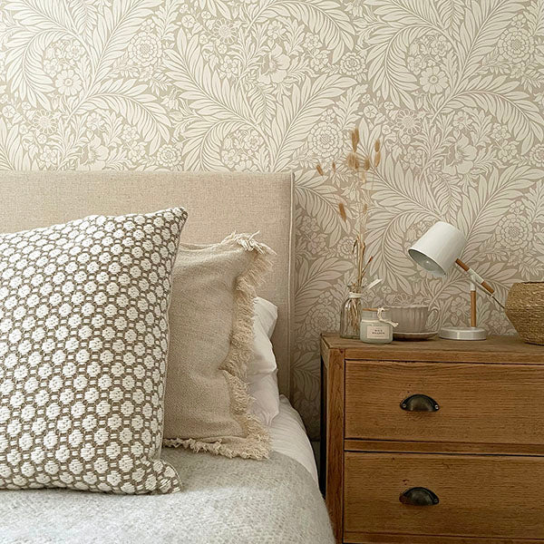 Purchase BG722 Brewster Wallpaper, Florence Neutral Leaf - Belgravia Decor1